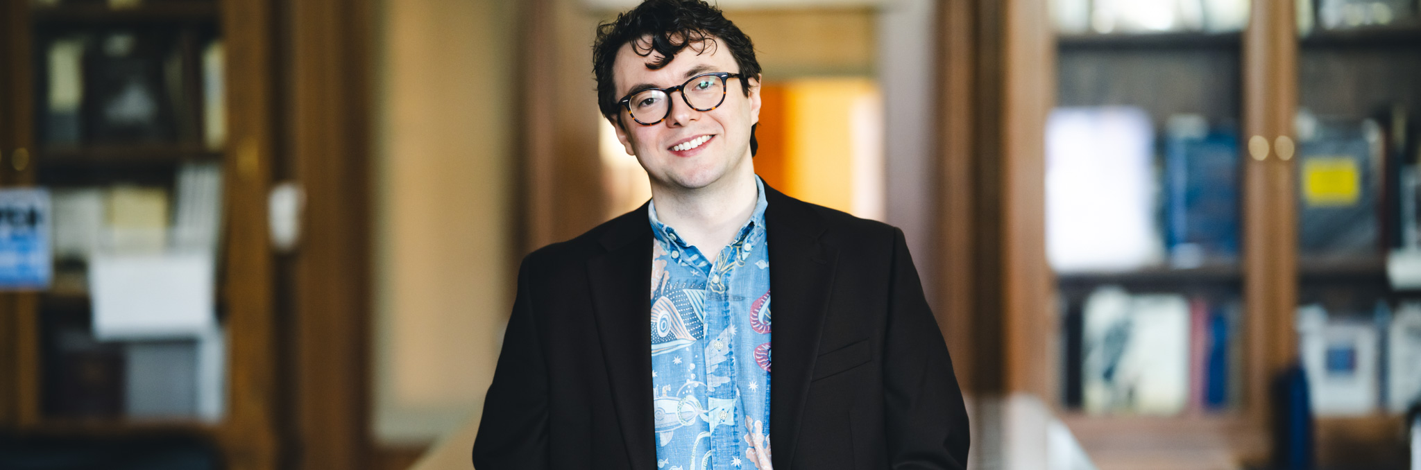 Darrin Schultz, assistant professor of biological sciences at Lehigh University, standing for his portrait.