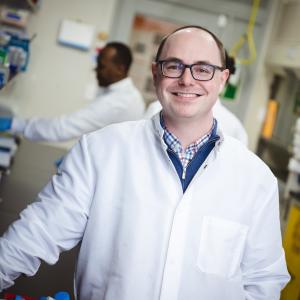 Dylan Shropshire in his research lab.