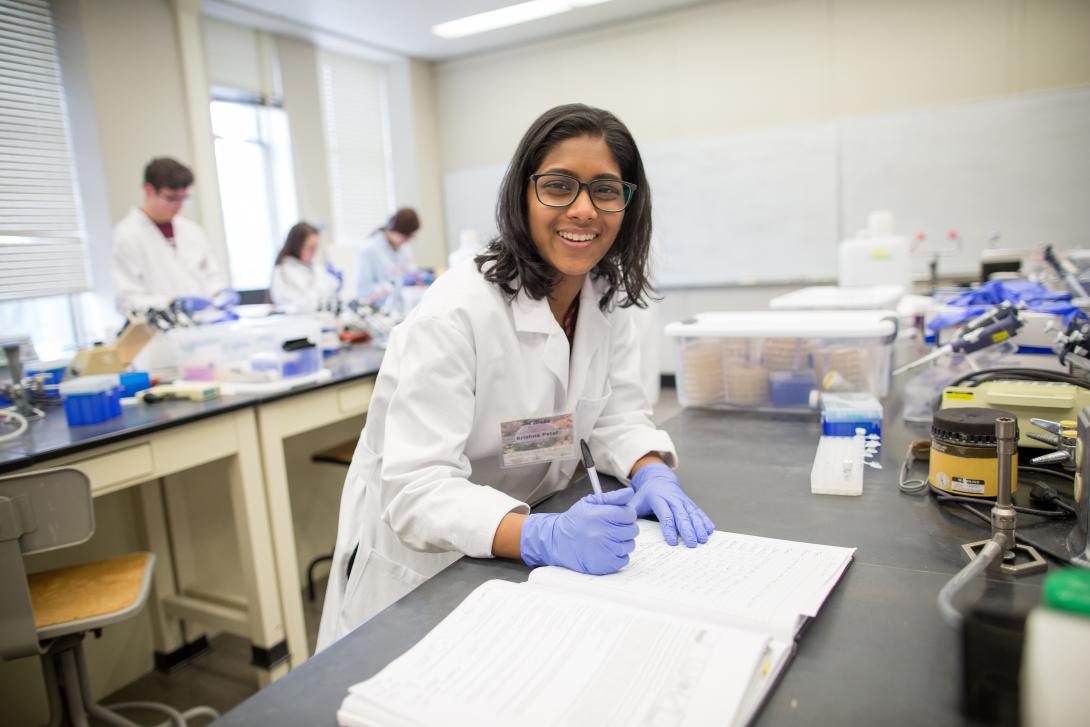 Lehigh Biological Sciences student in a lab